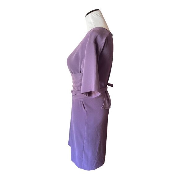 H&M Purple Wrap Waist Size 6 Short Sleeve Knee Length Dress Contemporary Modern - Picture 4 of 7